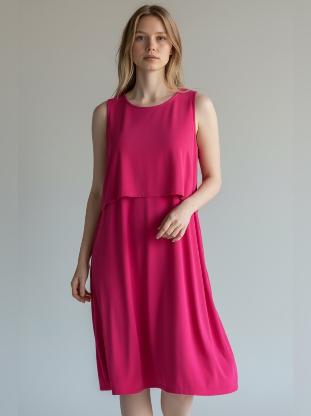 Clara Sun Woo Pink Sleeveless Tank Simple Dress Size Small